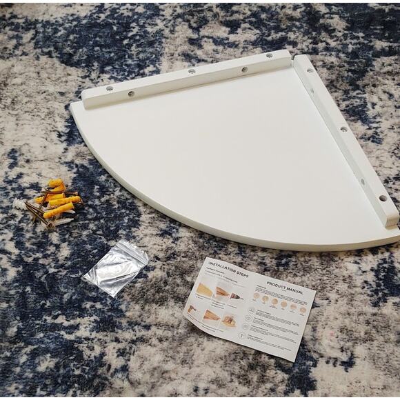 White Corner Shelf, Oak Floating Shelf, Wall Mount Shelf - Picture 2 of 4